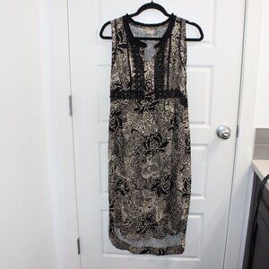 Anthropologie Holding Horses Black Ivory Abstract Floral Suraja Dress size 6